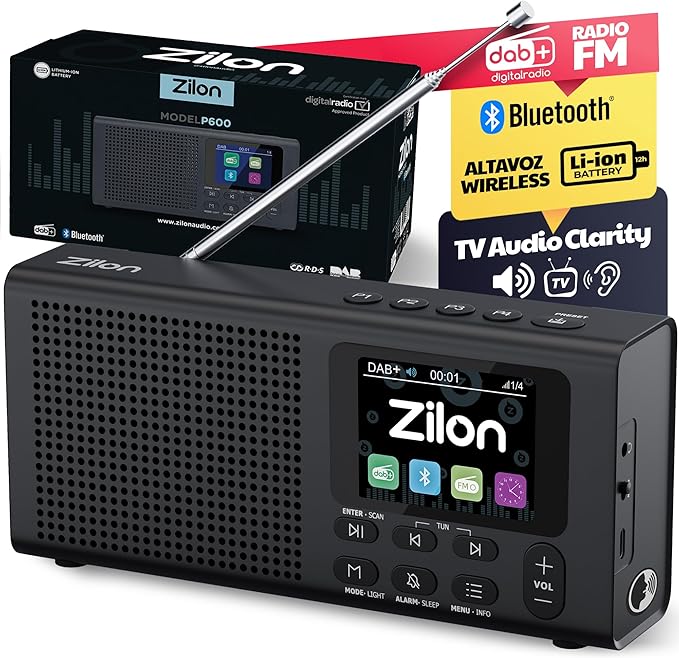 «Receptor de Radio Digital DAB+ FM Portátil con Bluetooth: Calidad de Sonido Superior y Larga Duración en Cualquier Sitio»